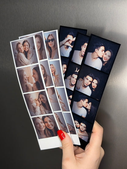 Personalisierte Fotostreifen Magnete - "Vintage Booth" - (4,5 cm x 19 cm)