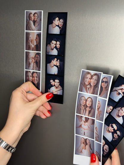 Personalisierte Fotostreifen Magnete - "Vintage Booth" - (4,5 cm x 19 cm)