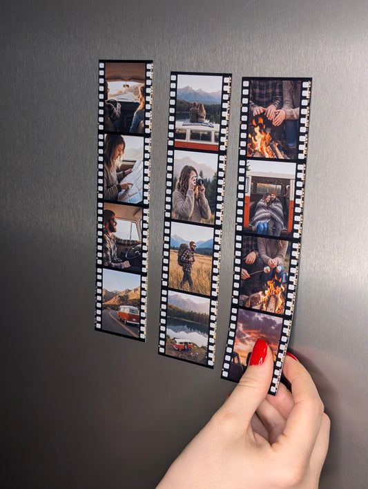 Personalisierte Filmstreifen Magnete - "Retro Filmstreifen" - (4,5 cm x 19 cm)