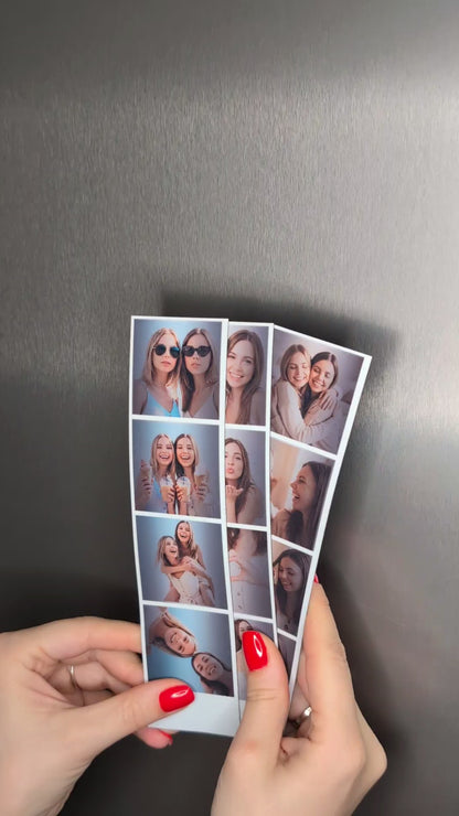 Personalisierte Fotostreifen Magnete - "Vintage Booth" - (4,5 cm x 19 cm)